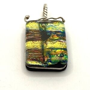 Dichroic Glass Pendant Sterling Silver Artisan Signed Unique Jewelry
